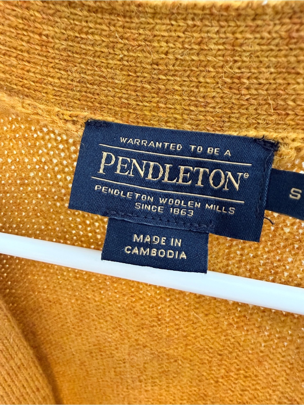 Pendleton Mustard Open-Front 100% Wool Pocket Cardigan - Picture 2 of 3